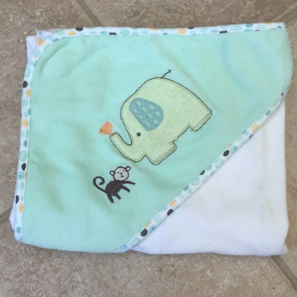 First Moments French Terry Hooded Bath Towels